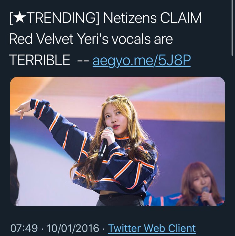the hate and bullying started from her addition until now. back then the hate was seriously CRAZY, yeri couldn’t breathe without being judged it was just horrible. she was smiling less and less... nobody cared. (except the few fans she had at this moment)