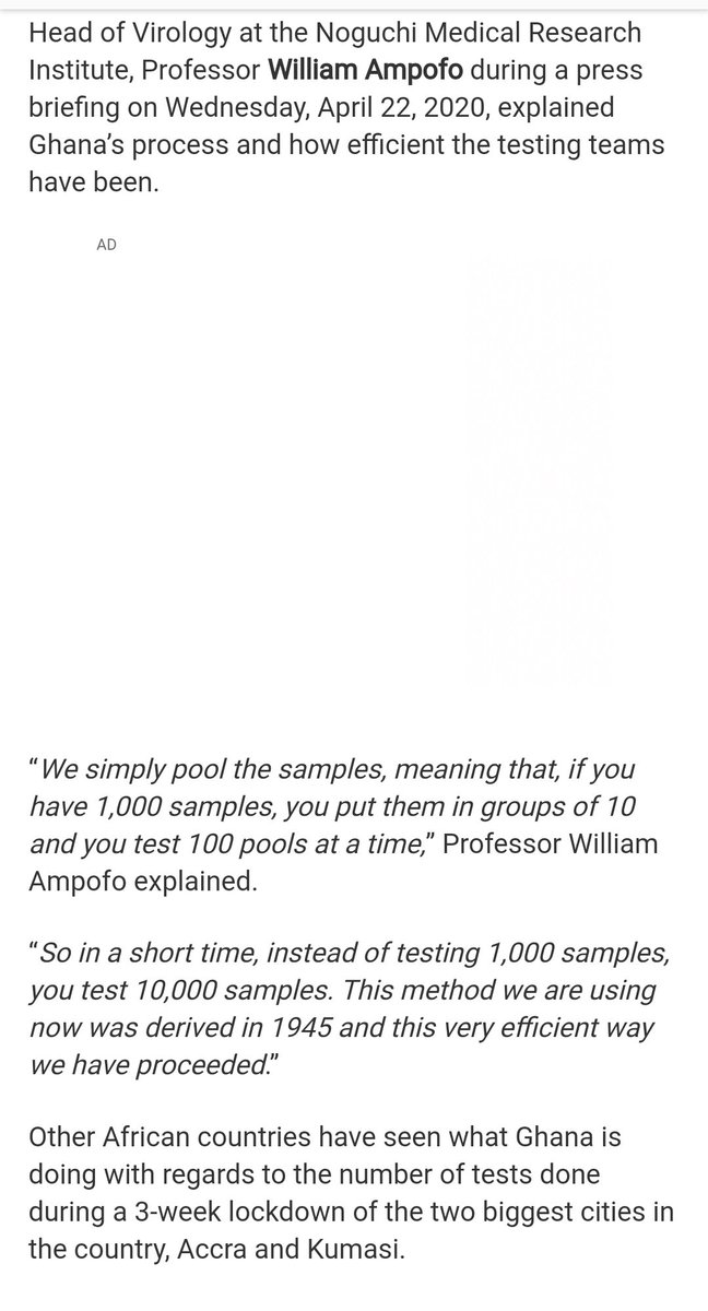 Ghana is pooling samples. Nigeria is testing per case per kit. There is a difference between the two methods.