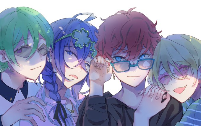 「adjusting eyewear blue hair」 illustration images(Popular)