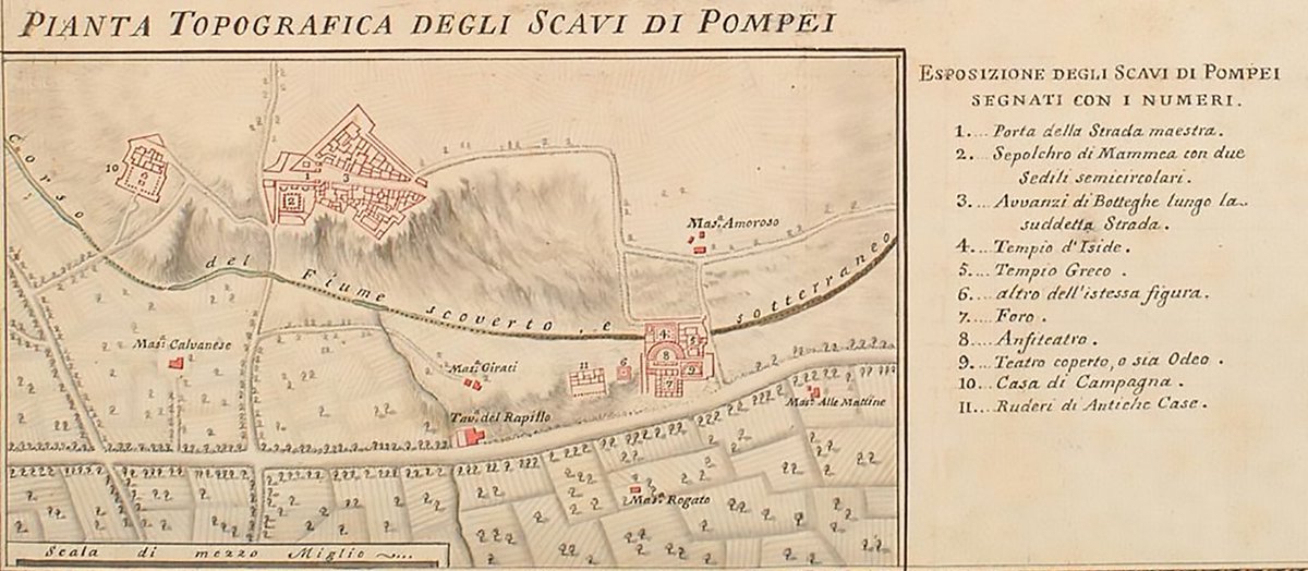 While excavation of  #Pompeii was in its infancy plans of the city were being made and I love that they are barely identifiable as being the ancient city we see today.Lapatie 1776Piranesi 1792 (detail) La Vega 1800 #cartography for  @_MiBACT  #viaggioinitalia