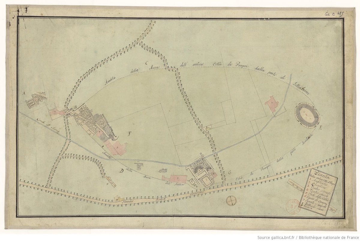 Under the auspices of French rule at the start of the 19th cent, excavations in  #Pompeii opened up huge swathes of the ancient site & the city walls were uncovered revealing the extent of the urban area. Unknown 1800De Jorio 1825 #cartography for  @_MiBACT  #viaggioinitalia