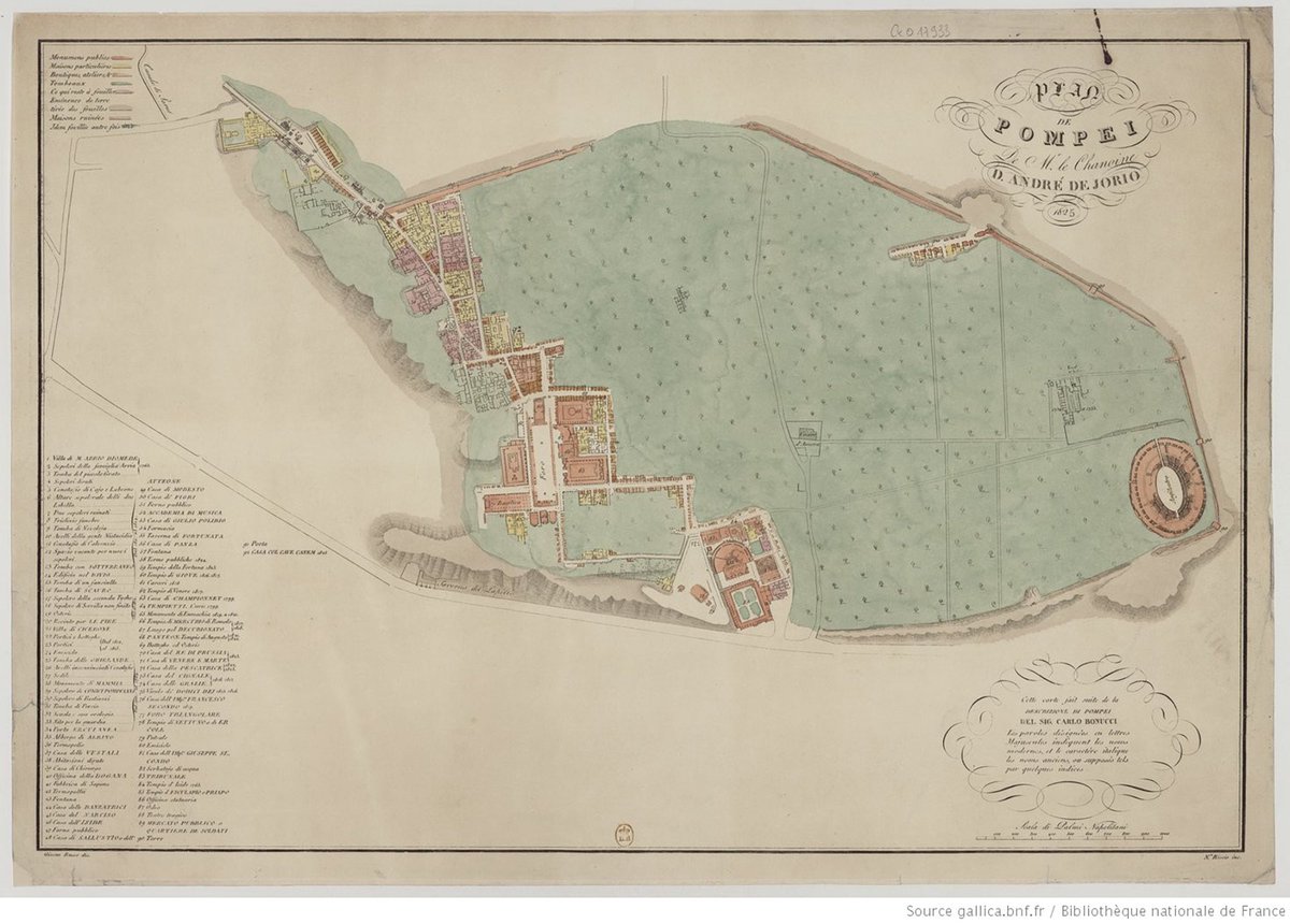 Under the auspices of French rule at the start of the 19th cent, excavations in  #Pompeii opened up huge swathes of the ancient site & the city walls were uncovered revealing the extent of the urban area. Unknown 1800De Jorio 1825 #cartography for  @_MiBACT  #viaggioinitalia