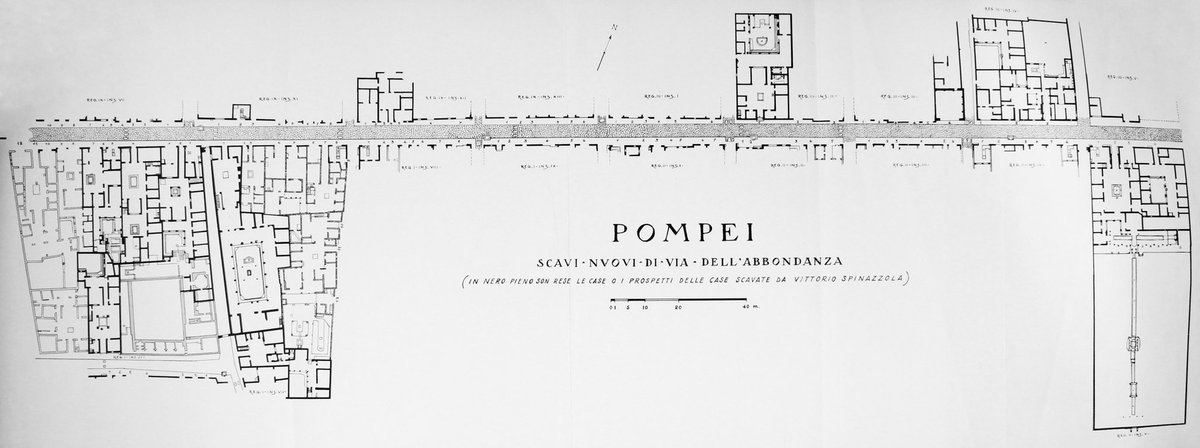 Excavations of houses continued and by late 19th/early 20th cent it became de riguer to expose the main streets and the adjacent façades of buildings.Niccolini 1890Spinazzola 1953 (excavated in 1910-20) #cartography for  @_MiBACT  #viaggioinitalia