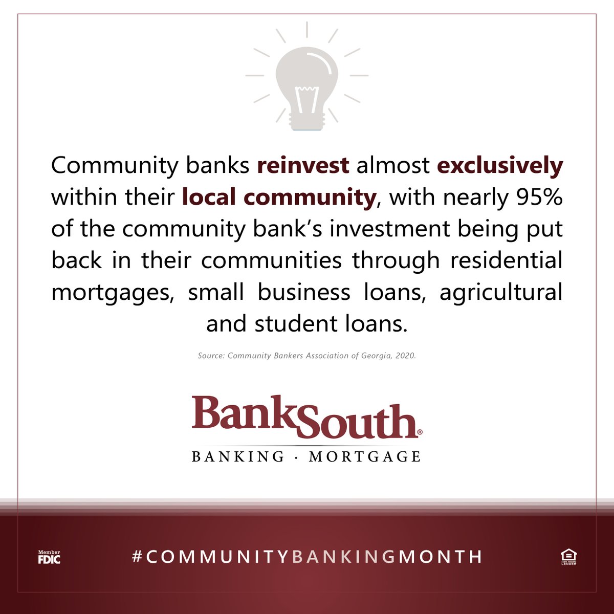 banksouth's tweet photo. Check out these fun facts about community banks provided by the Community Bankers Association of Georiga! Did you know any of these? #communitybankingmonth #banklocalga #ilovemycommunitybank #banklocal #banksouth https://t.co/QfsnLMJO8m