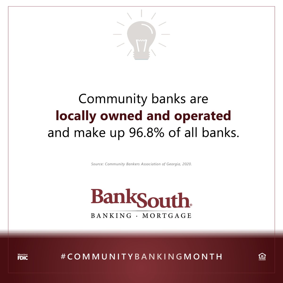 banksouth's tweet photo. Check out these fun facts about community banks provided by the Community Bankers Association of Georiga! Did you know any of these? #communitybankingmonth #banklocalga #ilovemycommunitybank #banklocal #banksouth https://t.co/QfsnLMJO8m