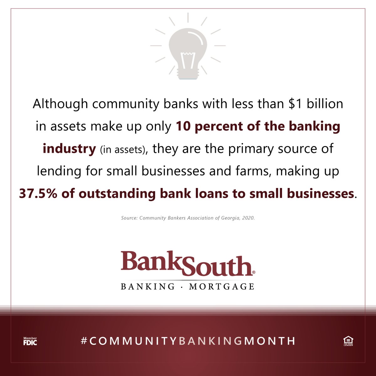 banksouth's tweet photo. Check out these fun facts about community banks provided by the Community Bankers Association of Georiga! Did you know any of these? #communitybankingmonth #banklocalga #ilovemycommunitybank #banklocal #banksouth https://t.co/QfsnLMJO8m