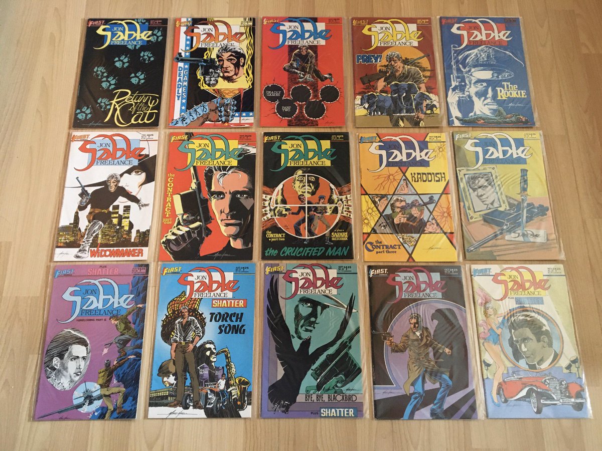 tariqlatif42's tweet photo. This is a favourite, Mike Grell’s original run on Jon Sable, all issues bought in FP and Comic Showcase between ‘83 and ‘88.
#SableSunday (as far as I know not a thing unfortunately) https://t.co/rlxwdf1f73