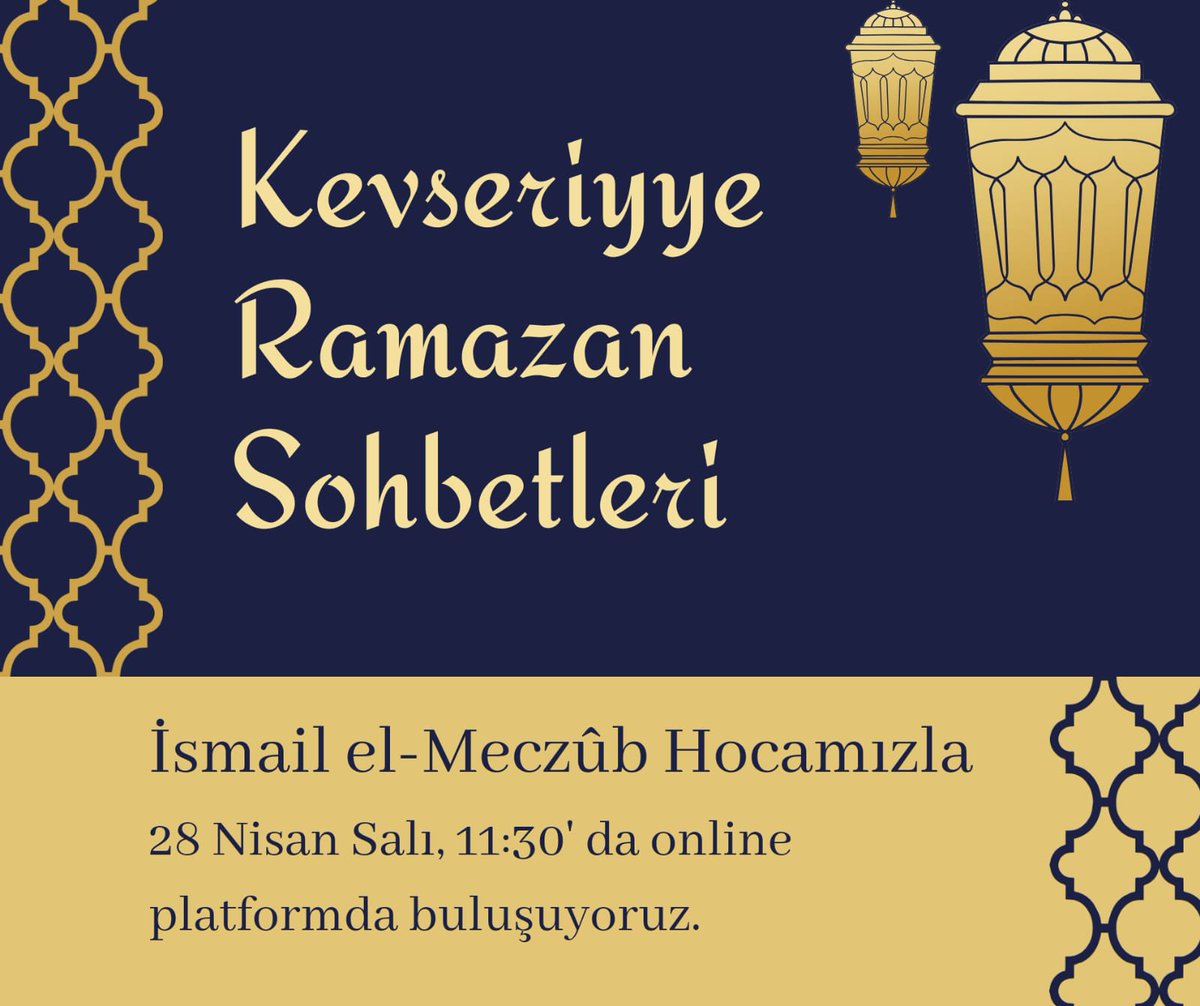 kevseriyye's tweet photo. Ramazan Sohbetleri #1

İlkini İsmail el-Meczûb Hoca ile gerçekleştireceğimiz Ramazan Sohbetleri serimize hepinizi bekliyoruz!

Program herkese açıktır.

*Zoom uygulaması üzerinden yapılacak programın linki sohbetten 15 dk önce buradan paylaşılacaktır. https://t.co/5SFsGHBrn1