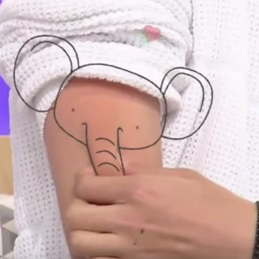 When he does the cute elephant with his moles