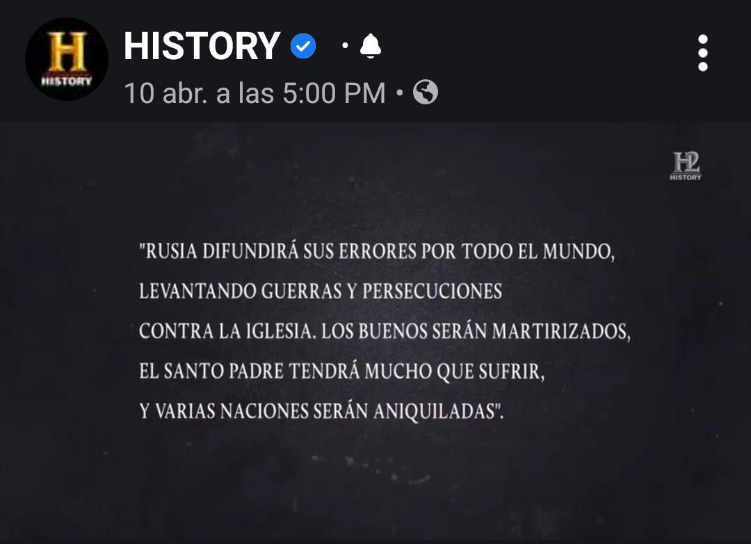 GoldCRUSH's tweet photo. Comunidad Católica vean este programa de History Channel publicado el 10 de abril. La intercesión de la iglesia es necesaria para la salvacion de las naciones. No dejen de ver esto. Rusia debe ser consagrada. https://t.co/l8dqAtMj0V
