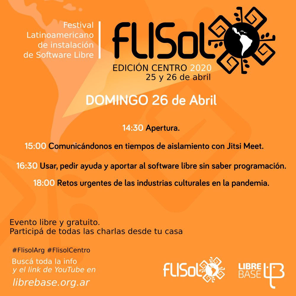eneroenlaciudad's tweet photo. Acaba de iniciar la segunda jornada de #FlisolCentro
La transmisión es por acá: https://t.co/WIJ6iKNEyv y después quedará disponible en otros espacios. Toda la data de las charlas está por acá: https://t.co/39KzeXN0tu #jitsi #culturalibre #softwarelibre #financiamientocolectivo https://t.co/tglq8Sqaoi