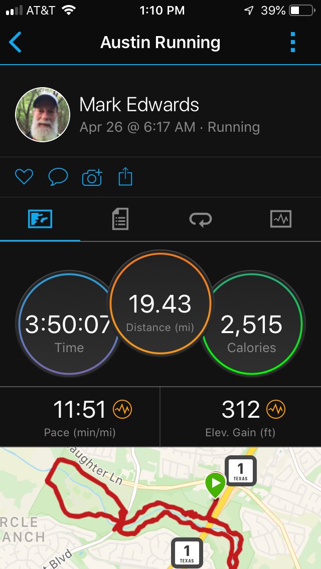 markedwardsrun1's tweet photo. Completed the Stampede Virtual 30k today. I see some EZ days ahead. Days are dwindling to win some UA Austin themed shoes, Size 11 @austinmarathon #30thAustinMarathon https://t.co/j9b29AMWVT