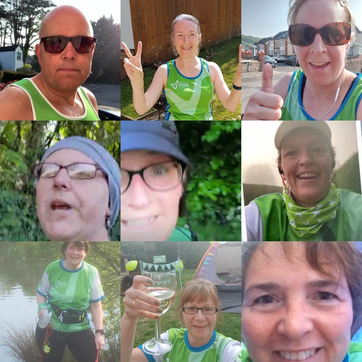 KateBrickle's tweet photo. Derek @DerekTheWeather and his Dazzlers were out in force today for @Velindre 2.6 challenge raising funds for @VelindreCC VICTORY OVER CANCER ✌🏻 #dereksdazzlers 2.6challenge 💚💚💚 https://t.co/CV3RQFe29O https://t.co/EV3p8INOka