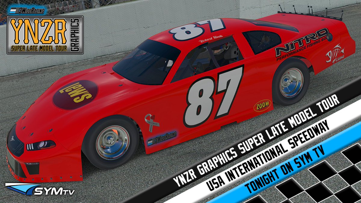 3WideRCN's tweet photo. The red rocket will be out tonight! 🚀 Tune in at 9:45pm ET with @SYM_tv for the @YNZRGraphics SLMT at USA International Speedway! #DropTheHammer #DecadeOf3Wide https://t.co/38tNO1JIgM