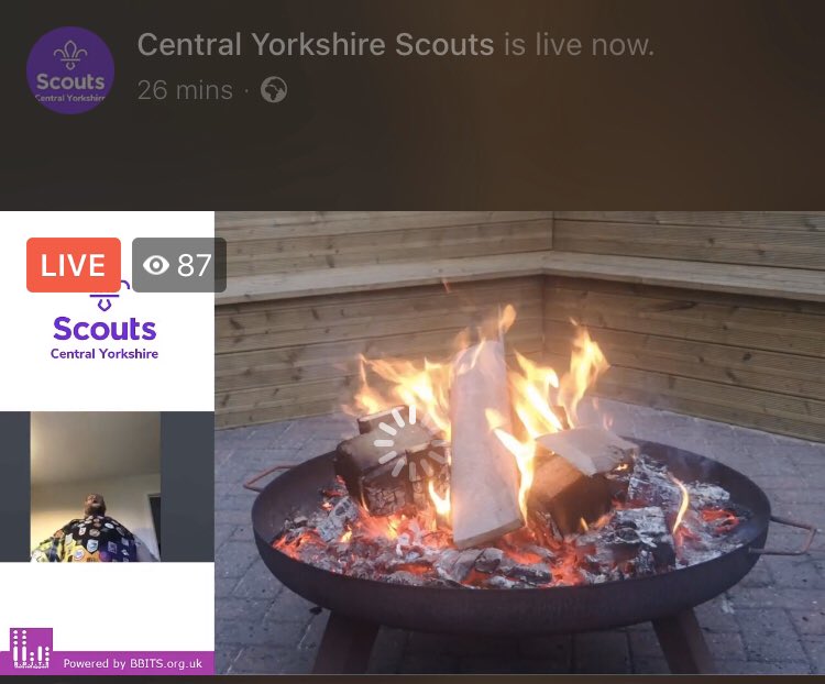 CYScouts's tweet photo. We are live for our virtual St George’s Day Campfire- thank you to our presenters- the infamous Bungle and Gareth, the Media Team with some of our friends from @humbersidescout ! https://t.co/t6YCCAOgRl