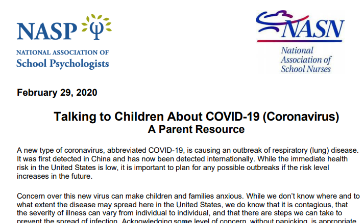 Michael DiSpezio (@mdispezio) on Twitter photo Talking to Children About COVID-19: A Parent Resource composed by Nat. Assoc. of School Psychologists and Nat. Assoc. of School Nurses. Essential read for parents and teachers. Free PDF download at higherlogicdownload.s3.amazonaws.com/NASN/3870c72d-… <a href="/NationalPTA/">NationalPTA</a> <a href="/parentsmagazine/">Parents Magazine</a> <a href="/parenting/">Parenting.com</a> <a href="/edutopia/">edutopia</a> <a href="/NSTA/">National Science Teaching Association</a> Talking to Children About COVID-19: A Parent Resource composed by Nat. Assoc. of School Psychologists and Nat. Assoc. of School Nurses. Essential read for parents and teachers. Free PDF download at higherlogicdownload.s3.amazonaws.com/NASN/3870c72d-… <a href="/NationalPTA/">NationalPTA</a> <a href="/parentsmagazine/">Parents Magazine</a> <a href="/parenting/">Parenting.com</a> <a href="/edutopia/">edutopia</a> <a href="/NSTA/">National Science Teaching Association</a>