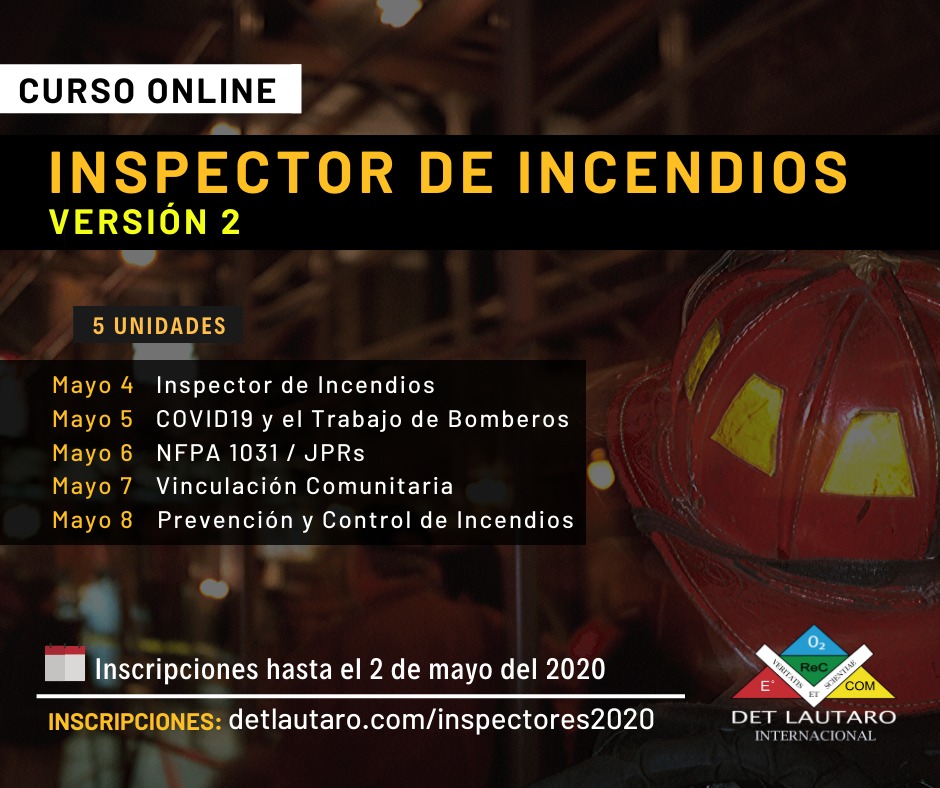 Curso Iberoamericano de "Inspector de Incendios". 100% online y gratuito. [Nueva convocatoria] Más información: detlautaro.com/inspectores2020 #fireinspector 
youtu.be/a_YxJbqSiOE