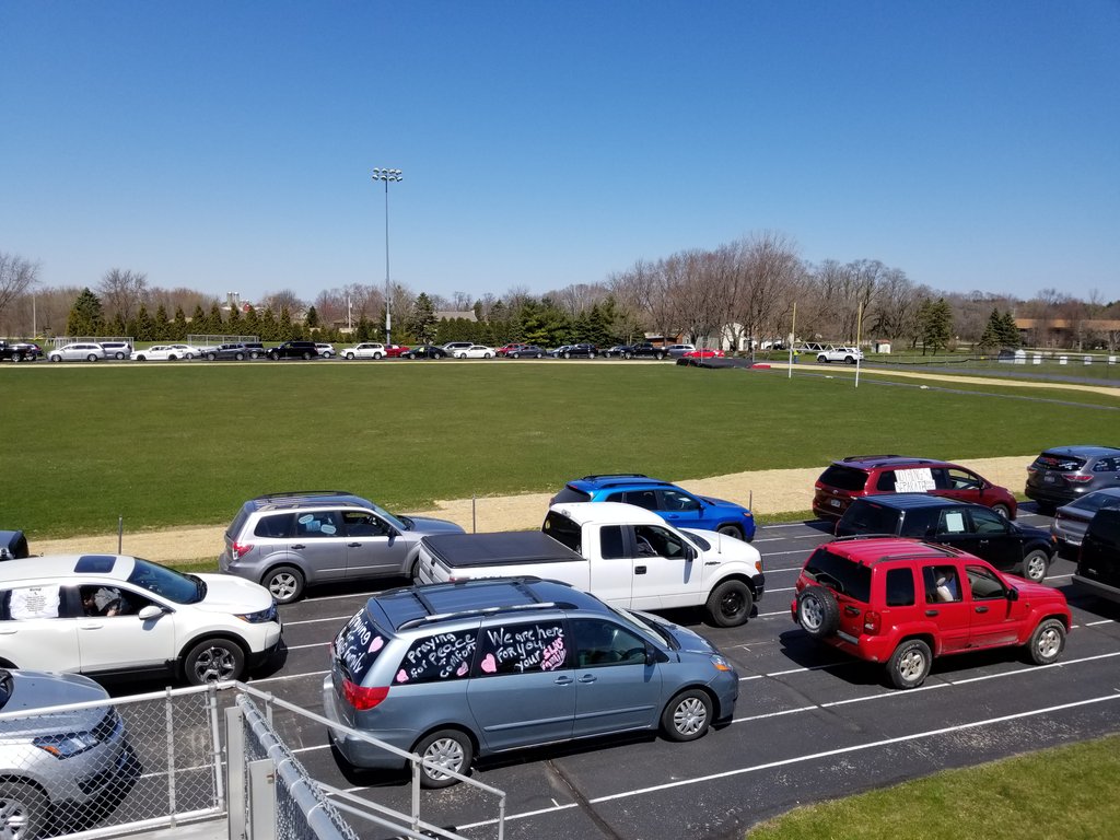 SLPacers's tweet photo. The beginnings of the Pastor Brug Memorial procession.  The stadium is full 3 lanes wide and it is only 1:30.  Lots of love and support coming for the Brugs https://t.co/7mrU1q3QJb