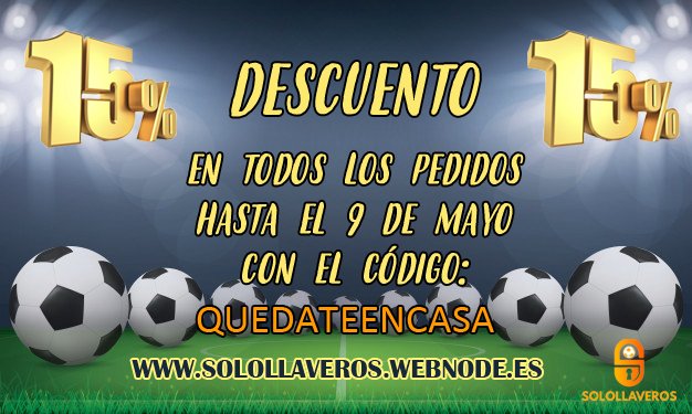 ⚽️Desde Solollaveros apoyamos el confinamiento con un descuento de un 15% en todos los pedidos que se hagan por la web con el código: QUEDATEENCASA hasta el 9 de Mayo.⚽️ solollaveros.webnode.es