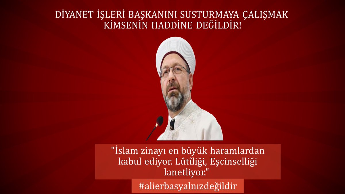 kambercal1's tweet photo. Diyanet İşleri Başkanımız Sn Prof.Dr.Ali Erbaş Hocamız’a yönelik linç girişimi, onun şahsında İslam Dinine yöneliktir. Hocamızın Kur’an’daki ayetleri  açıklamasından rahatsız olup zıvanadan çıkanlar bilsinler ki 
#AliErbasYanlızDeğildir
@DIBAliErbas https://t.co/9ajZxhUygG