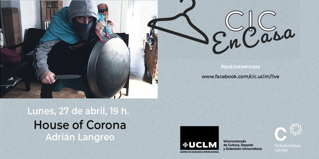 Mañana continuamos con #CICenCASA con "House of Corona" de Adrián Langreo o como hacer un vídeo musical para subir el ánimo. Recordad a las 19h. en facebook.es/cic.uclm/loves <a href="/uclm_es/">Universidad de Castilla-La Mancha</a> <a href="/ViceCuencaUCLM/">Vice_Cuenca_UCLM</a> #mequedoencasa