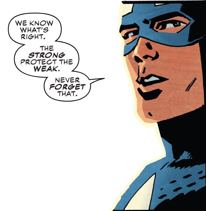 Hey  @Marvel,Kirby & Simon created Steve in direct response to the rise of fascism in the USA; in response to WW2, nazis, bigotry, corruption etc in the USA. It's his purpose to be an ally for the oppressed. Not because he feels he "has" to but because it's his intrinsic calling.