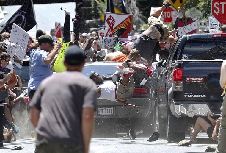 7. What stood out, then and now, was that a far-right participant got in his car and intentionally rammed a crowd of counter-protestors, killing one person.