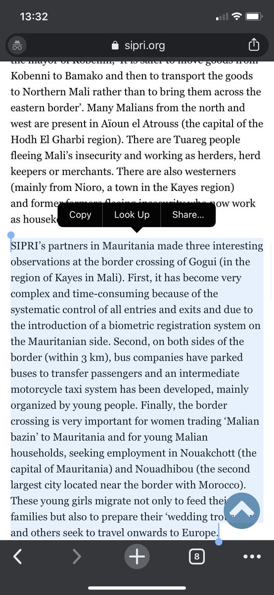 This  @SIPRIorg commentary on the effect of the Sahel crisis on the border zones between Mali and Mauritania shows how even outside of “hot” zones conflict can dramatically alter social and economic relations.  https://sipri.org/commentary/blog/2020/high-cost-insecurity-case-hodh-el-gharbi-mauritania