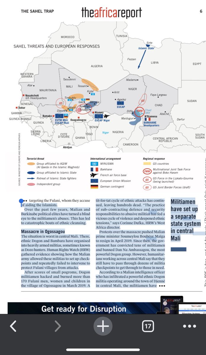 Some great  @_Will_Brown reporting in  #TheSahelTrap edition of  @TheAfricaReport discusses (among other issues) armed militias in  #Mali and the  #BurkinaFaso - accused of massacres prompting new cycles of violence drastically changing the nature of the conflict.
