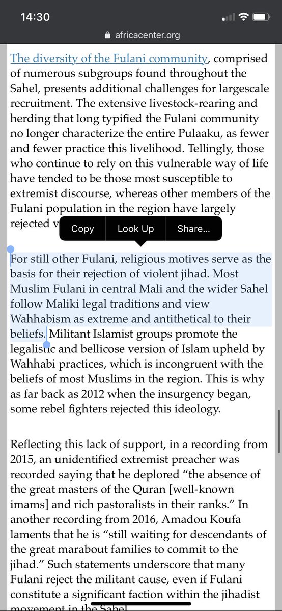 Recruitment into these groups is complicated and the role of Fulani communities = anything but simple (see screenshots). However, work by  @JocelynViterna work on pathways to mobilization and  @aruggeri_eu’s work on emotion sheds light on why some choose to join and others do not!