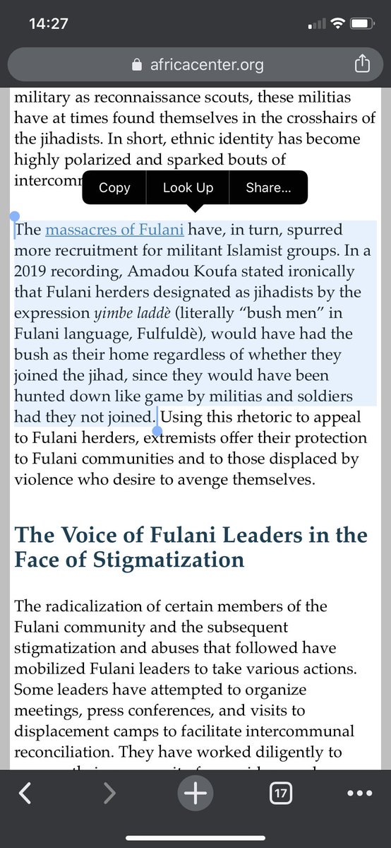 Recruitment into these groups is complicated and the role of Fulani communities = anything but simple (see screenshots). However, work by  @JocelynViterna work on pathways to mobilization and  @aruggeri_eu’s work on emotion sheds light on why some choose to join and others do not!