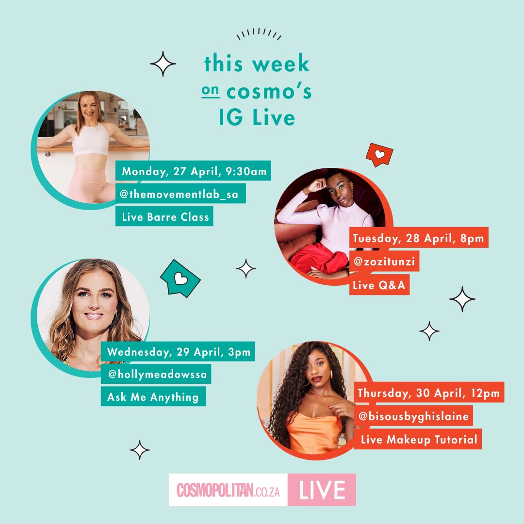 Another week of exciting live videos are coming up 💖🥰🔥 See you then ❤️🥰 @HollyMeadowsSA @zozitunzi @BisousGhislaine