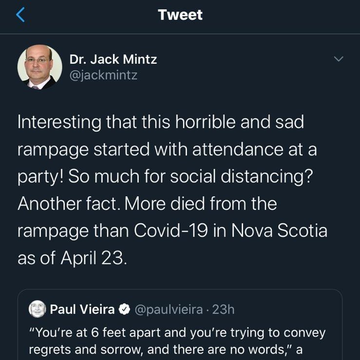 This morning, Jason Kenney's close friend and economic advisor, took to twitter to share his regrettable opinions on Canada's worst mass shooting and the coronavirus. Here are my thoughts. 1/ #ableg