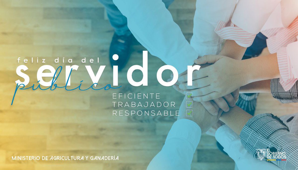 Hoy conmemoramos el #DíaDelServidorPúblico, un agradecimiento especial a todo el equipo de <a href="/AgriculturaEc/">Agricultura, Ganadería y Pesca Ecuador 🇪🇨</a>, <a href="/AgrocalidadEc/">Agrocalidad</a> e <a href="/INIAPECUADOR/">INIAP</a> quienes han demostrado ser verdaderos héroes al servicio del sector agropecuario. Su compromiso se refleja en la sonrisa de los productores.