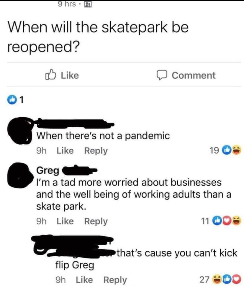 InsanePeopleFB's tweet photo. “That’s cause you can’t kick flip Greg” 🤣 https://t.co/7sQyZHwLa9