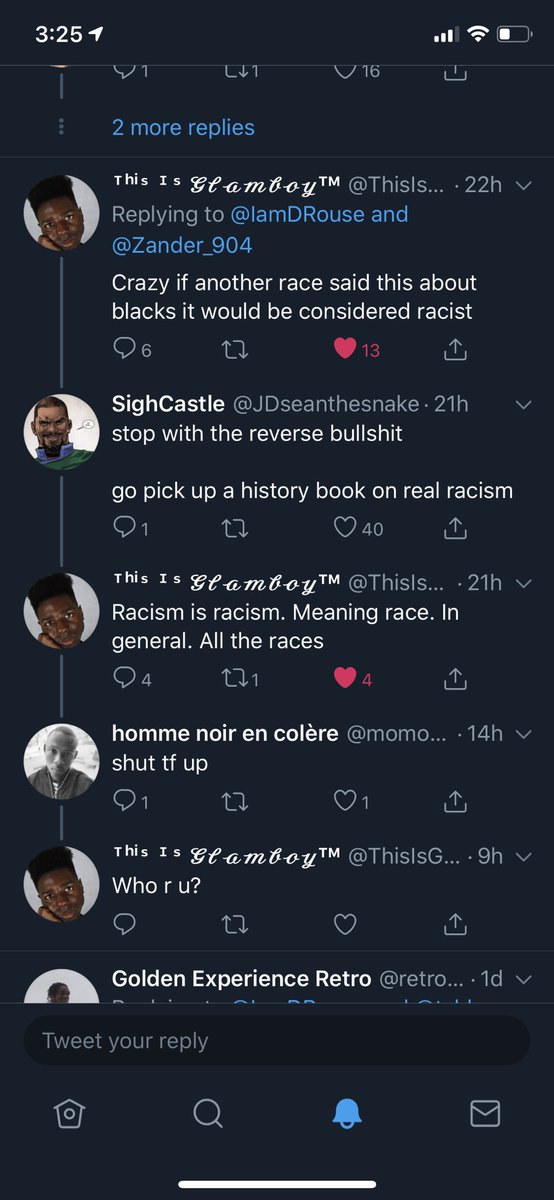 I can’t stand this lmao You’re still fucking racist if you’re black talking about white ppl. You’re racist if you’re white talking about black ppl. You’re racist if you’re white talking about Asians, Asians talking about Indians. ANY RACE YOU ARE CAN BE RACIST TO ANY OTHER RACE