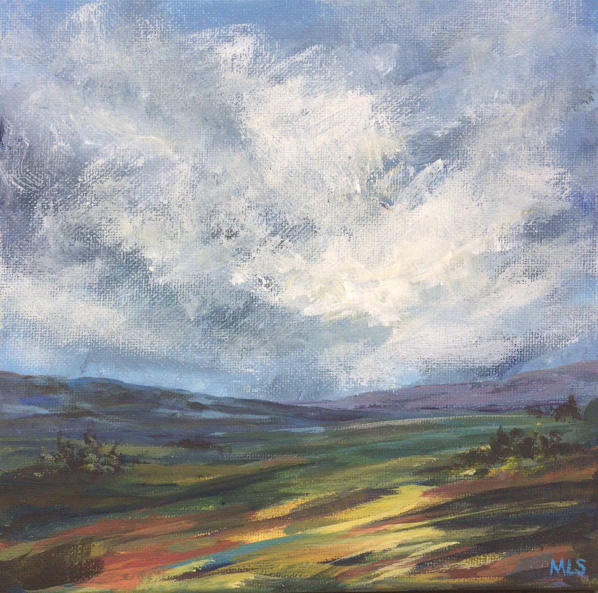 <a href="/HandmadeHour/">HandmadeHour</a> Hello #HandmadeHour  here is an acrylic landscape with a big sky!