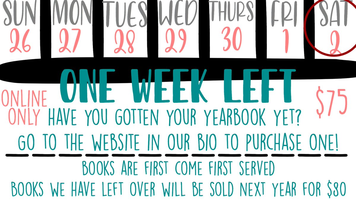 PonaxYbk's tweet photo. Its your last week to purchase the yearbook for the 2019-20 school year! Due to COVID-19 we are NOT allowed to take in person sales. Please purchase them online now before they get sold out or before the price changes! https://t.co/ESQFheEbaV