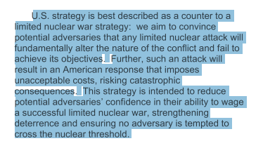 This also applies to potential U.S. nuclear first use, including limited use, correct?