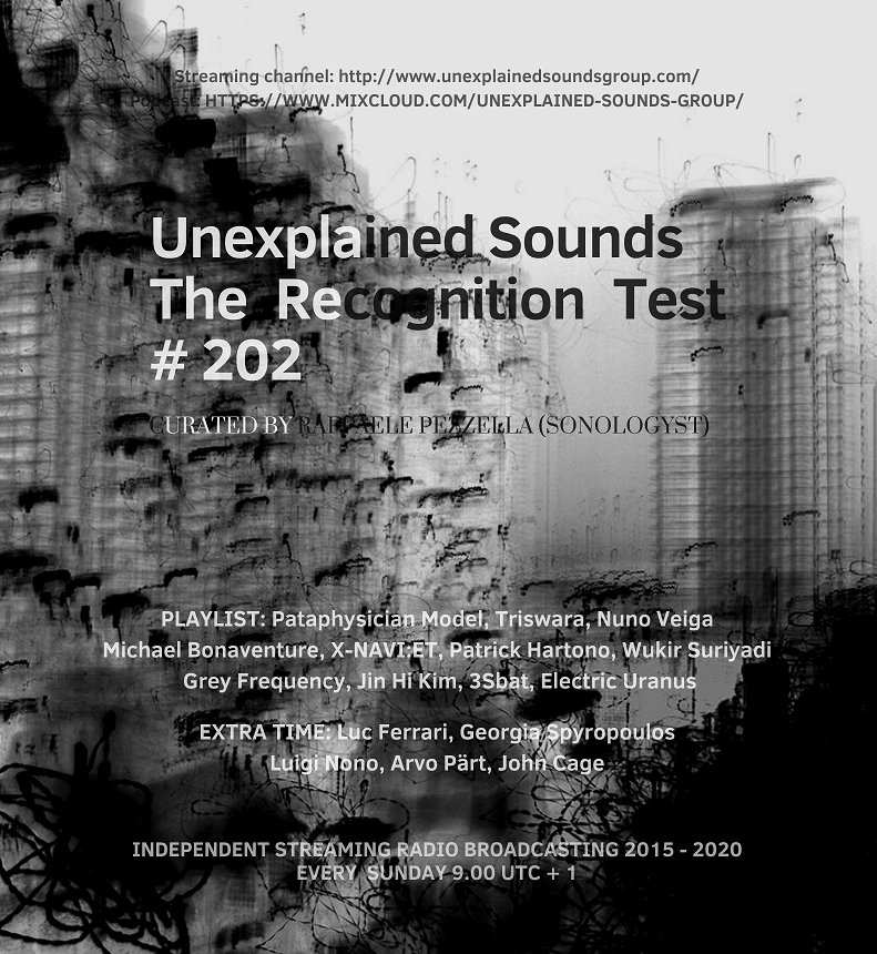Sonologyst's tweet photo. The 202 podcast edition of radio transmission "The Recognition Test " is now available at:
#UnexplainedSounds #TheRecognitionTest #RadioShow
https://t.co/Yq7jp9lJBh https://t.co/CpKhLR7cwp