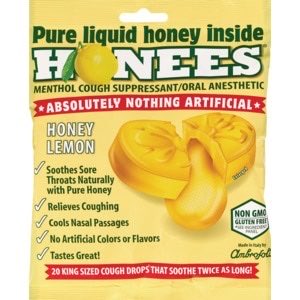 HONEES honey lemon cough drops: 12/10, best ever, get these and don’t look back. Thank you amazon for sending me these accidentally. HONEY IS INSIDE. They last a long time. Helpful. Lawfully good. Voted the best because they are the best. Case closed.