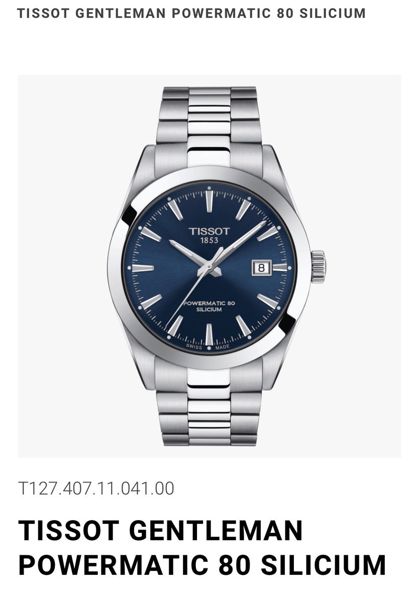 1st up. This  #tissot powermatic 80. Comes in different colors but I like this dark blue face because it’s lowkey and also my favorite color . Swiss made, perfect for every occasion really