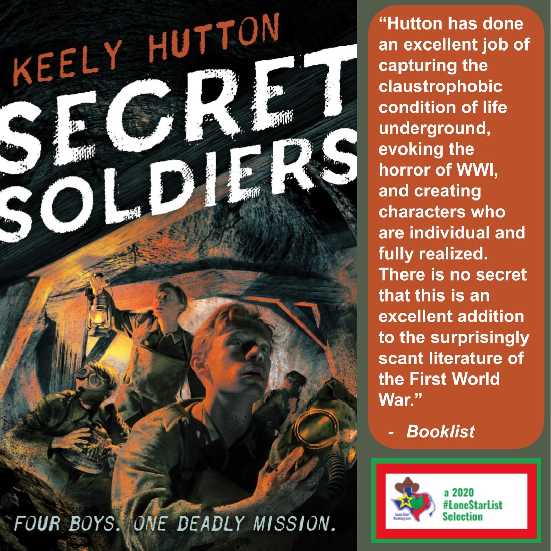 yartxla's tweet photo. If you like FOUR-FOUR-TWO, PRIVATE PEACEFUL, and ALL IS FAIR then you’ll love @akghutton‘s 2020 #LoneStarList pick, SECRET SOLDIERS, in which Thomas and his friends risk death every day as they dig tunnels under the German lines during WWI. @fsgbooks https://t.co/7eKKoAdPtR