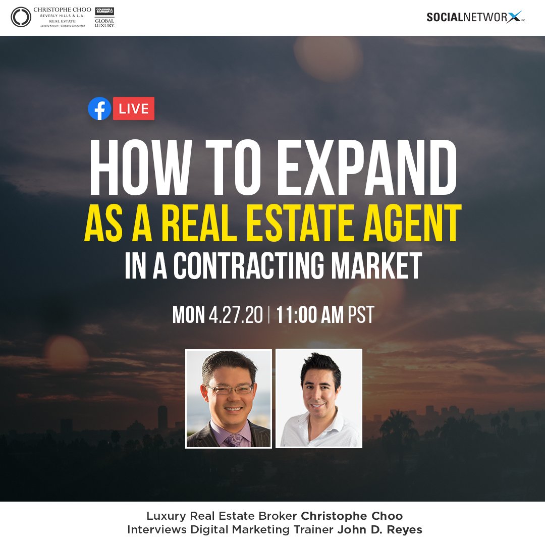 Social_NetworX's tweet photo. Tune In at 11 AM 4/27/20 @ Christophe Choo Personal FB Page

Join luxury real estate broker Christophe Choo for his exclusive interview with John D. Reyes, CEO of Social NetworX and national real estate marketing trainer. https://t.co/REaem5wyNh