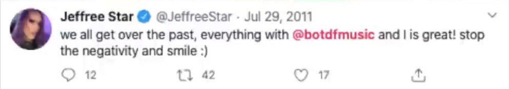 Yes the fuck you did. You called Dahvie out for being a predator and then toured with him a year after. You put young girls in danger.  #hansenxjeffree  @JeffreeStar stop lying