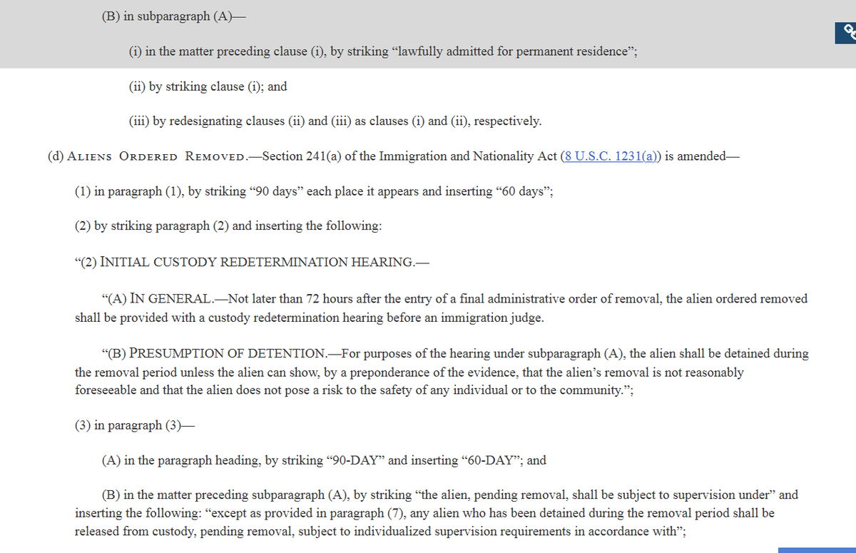 11) Here we substitute one paragraph for another, for the purpose of widening the parameters for Limitations for removal. Adding "5 years from the date the alien became deportable... More gobbeldygoop legalese and word swapping.