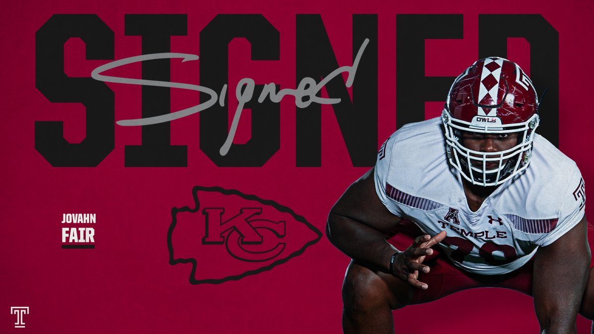 Temple_FB's tweet photo. Jovahn Fair has signed with the @Chiefs as an undrafted free agent.

Congrats, @Fair_75! https://t.co/Oya4iW7hU5