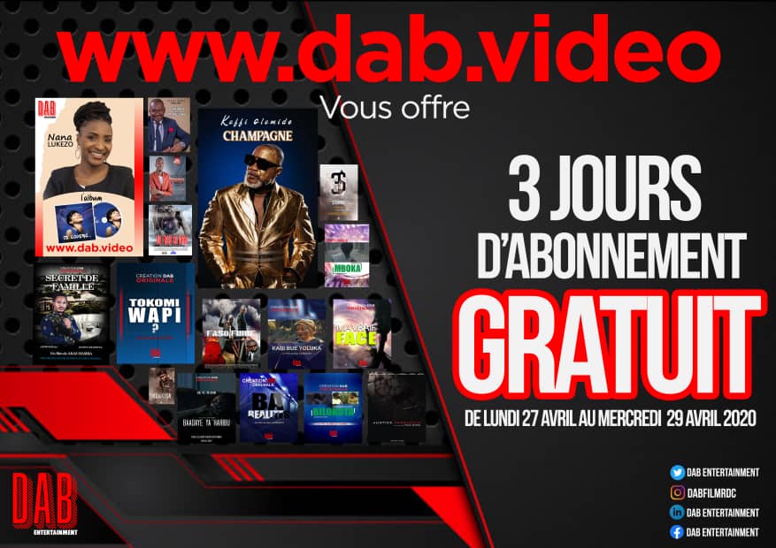 Dabvideo's tweet photo. 3 jours de gratuité, spéciale confinement avec https://t.co/v3blKs3GWY
@Nl4Nathan @fkakese @Auguy_WL @NeddyMukongo @AsangaClement @dorcasjosepha @AmoulyDede https://t.co/LLXSogYMIQ