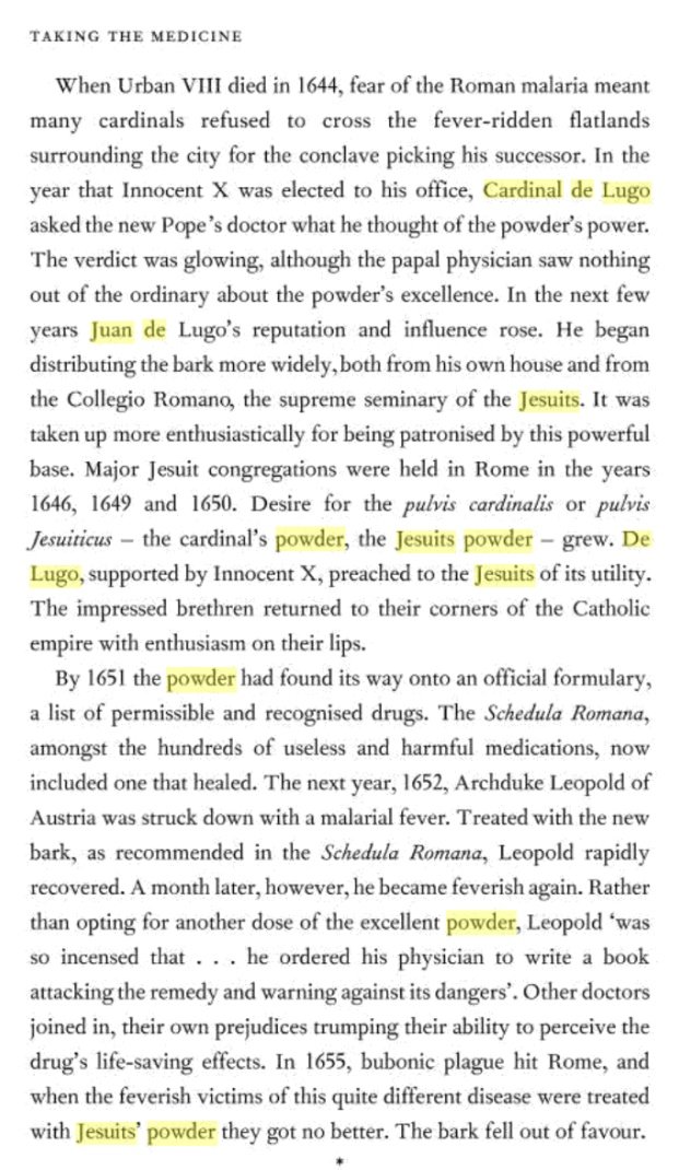 The book gives an interesting history, nothing short of breath taking, actually.Read for yourself, sound familiar?Similar type of situation is happening today, in modern times. @realDonaldTrump History of  #Hydroxychloroquine "Jesuit Bark" https://books.google.com/books?id=TvFVOFiRFrIC&pg=PA41&lpg=PA41&dq=cardinal+juan+de+lugo+jesuits+powder&source=bl&ots=CoVKDZx6af&sig=ACfU3U0Zd50kDTHBaD0Iwm2WbeYdWfGsbQ&hl=en&sa=X&ved=2ahUKEwi9hsLP1IbpAhU8lXIEHde3CQEQ6AEwB3oECAYQAQ#v=onepage&q=cardinal%20juan%20de%20lugo%20jesuits%20powder&f=false10 pages  #HCQ