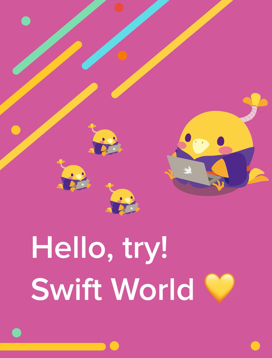 NatashaTheRobot's tweet photo. Say hello to @tryswiftworld - the best I could come up with to bring the in-person experience of try! Swift online to keep the #swiftlang community learning and connecting. Hope to see you there! #iosdev https://t.co/w8Hs65ITeo https://t.co/j6Vu6alWFK